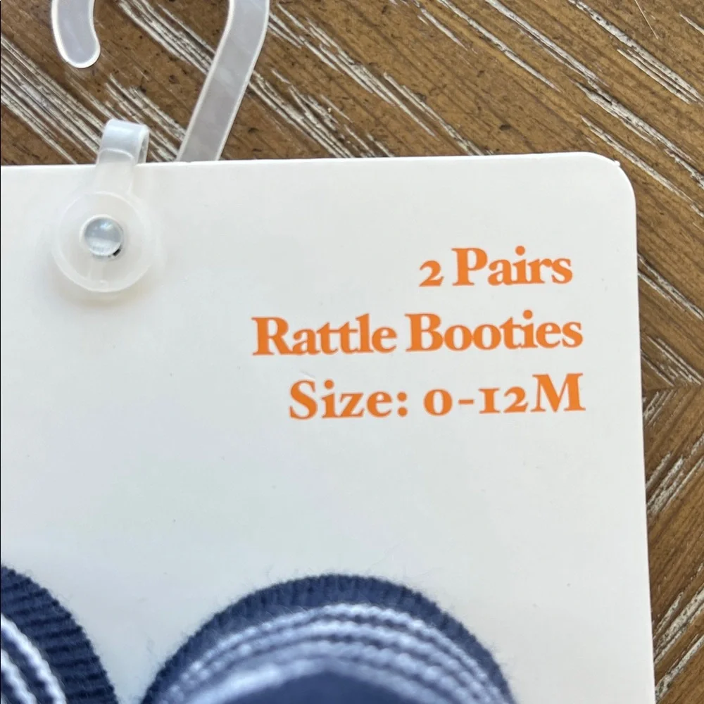 Little Me Navy and Gray Baby Rattle Booties Football/Bears